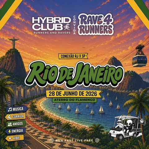 Pôster do evento Hybrid Club × Rave4Runners, 28 de junho, Aterro do Flamengo